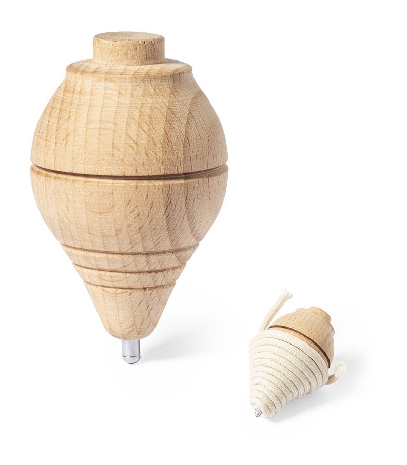PEONZA DE MADERA DE 8X5CM CON CUERDA EN ALGODÓN DE 120CM LARGO