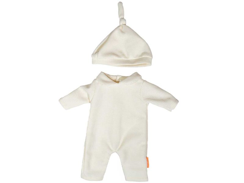 PIJAMA CON GORRO BEIGE PARA MUÑECO 38CM MINILAND