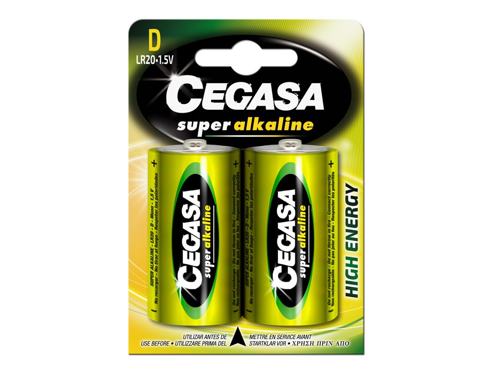 PILA CEGASA ALCALINA BLISTER DE 2 PILAS LR20 MODELO D REF: 000152