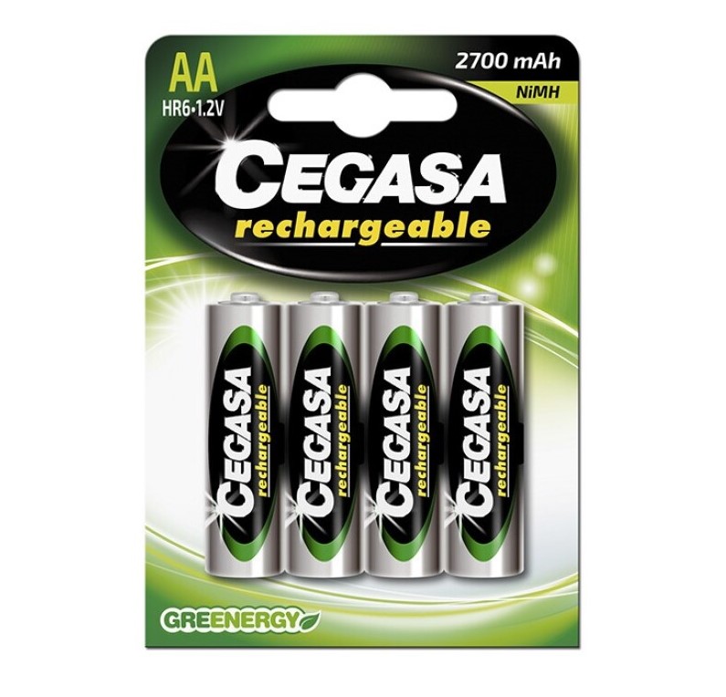PILAS RECARGABLES TIPO AA CEGASA R6  2700 4P REF. 6303076