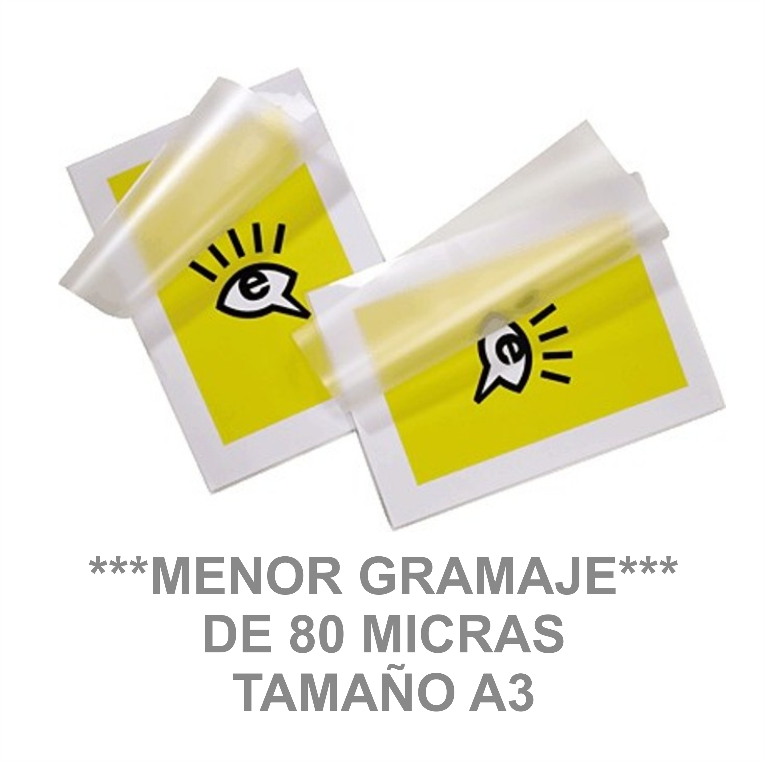 PLASTICO PLASTIFICAR DE PLASTIFICADORA ***80 MICRAS*** TAMAÑO A3 303X426MM CAJA 100 UNIDADES DHP  REF: PP580-01