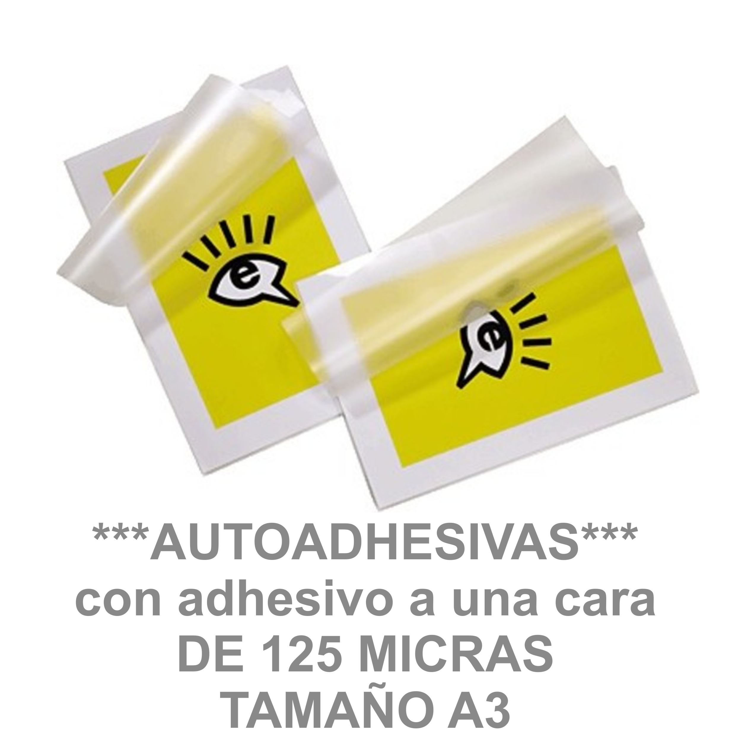 PLASTICO PLASTIFICAR PARA PLASTIFICADORA ***125 MICRAS *** AUTOADHESIVO*** TAMAÑO A3  303X426MM CAJA 100 UNIDADES DHP  REF: PP525-18