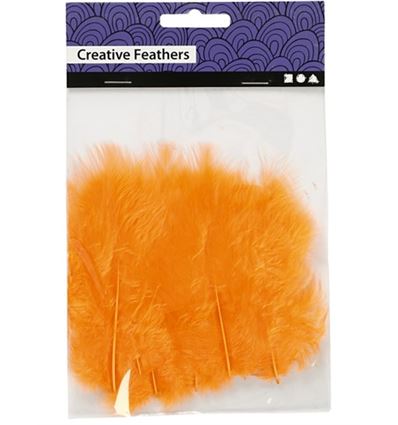 PLUMAS COLOR ***NARANJA*** DE 5-12CM PAQUETE DE 15 UNIDADES