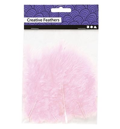 PLUMAS COLOR ***ROSA*** DE 5-12CM PAQUETE DE 15 UNIDADES