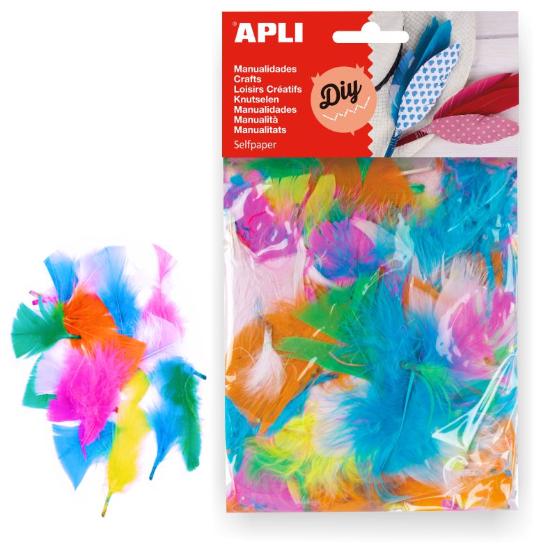 PLUMAS PEQUEÑAS PACK 14GR APLI COLORES SURTIDOS REF. 13281