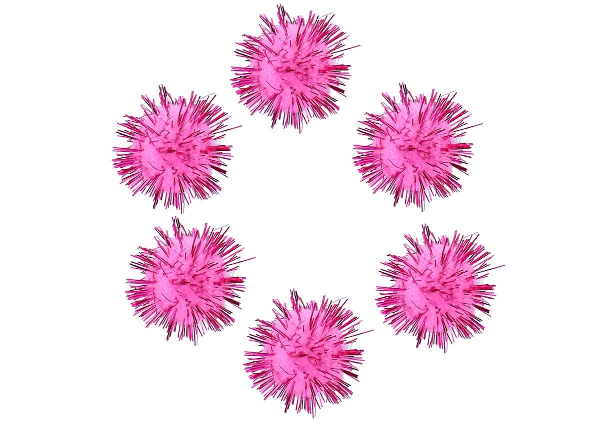 POMPONES **** BRILLANTES ***BOLSA UNICOLOR ROSA*** CONTENIDO 20 UNIDADES Y DIAMETRO DE 25MM REF: 99469