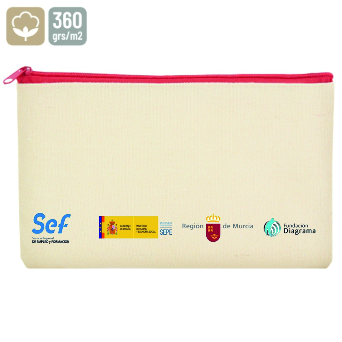 PORTATODO ALGODON 360 GRAMOS CON CREMALLERA DE 210X129MM