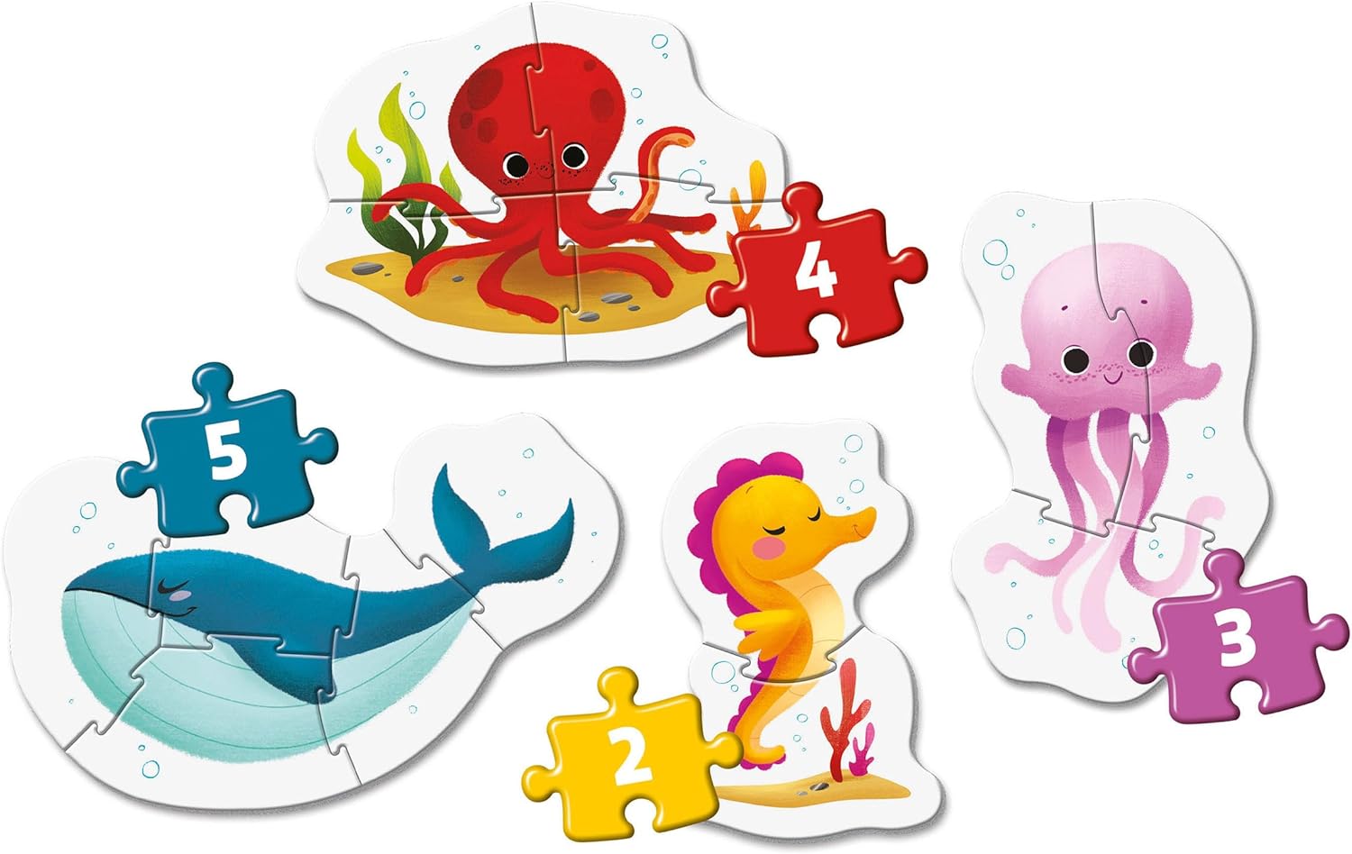 PUZZLE ANIMALES DEL MAR 4 PUZZLES CLEMENTONI