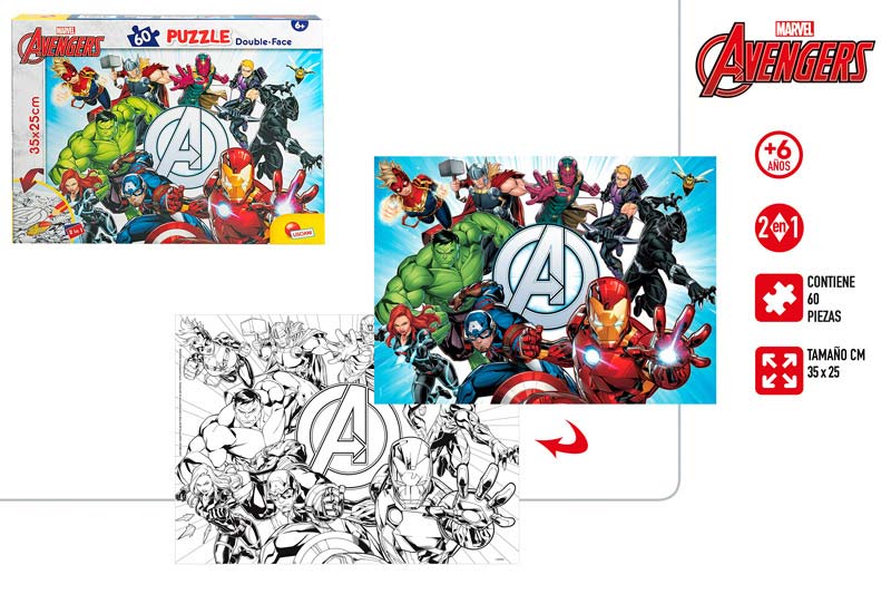 PUZZLE AVENGERS DOBLE CARA MAXIFLOR DE 60 PIEZAS