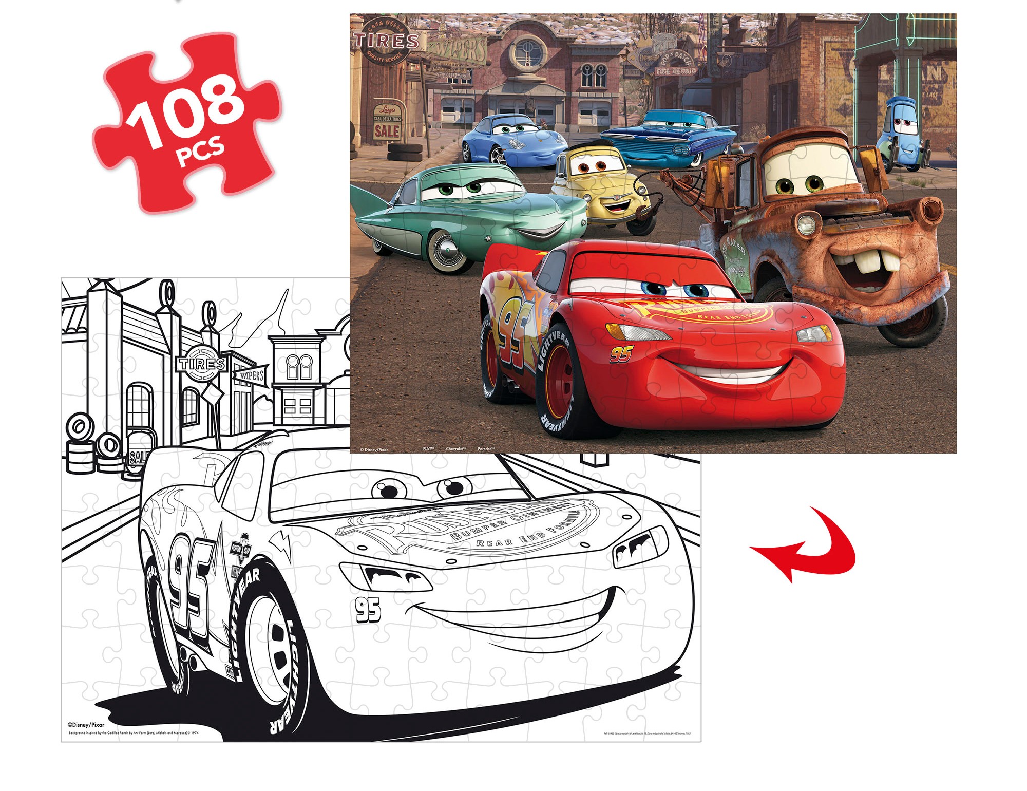 PUZZLE CARS DOBLE CARA MAXIFLORR DE 108 PIEZAS 70X50CM