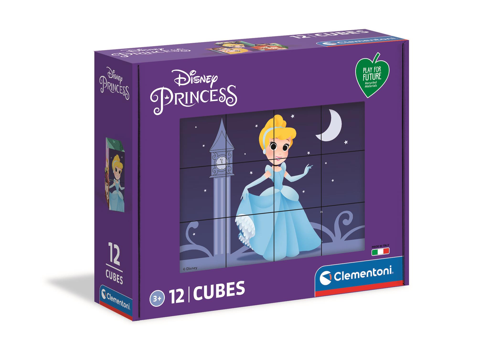 PUZZLE DE 12 CUBOS  DE 17X14X7CM PRINCESAS DISNEY CLIEMENTONI REF: 45012