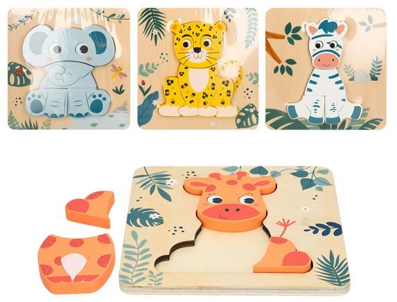 PUZZLE DE MADERA ***SET DE 4 UNIDADES*** TEMATICA ZOO BABY