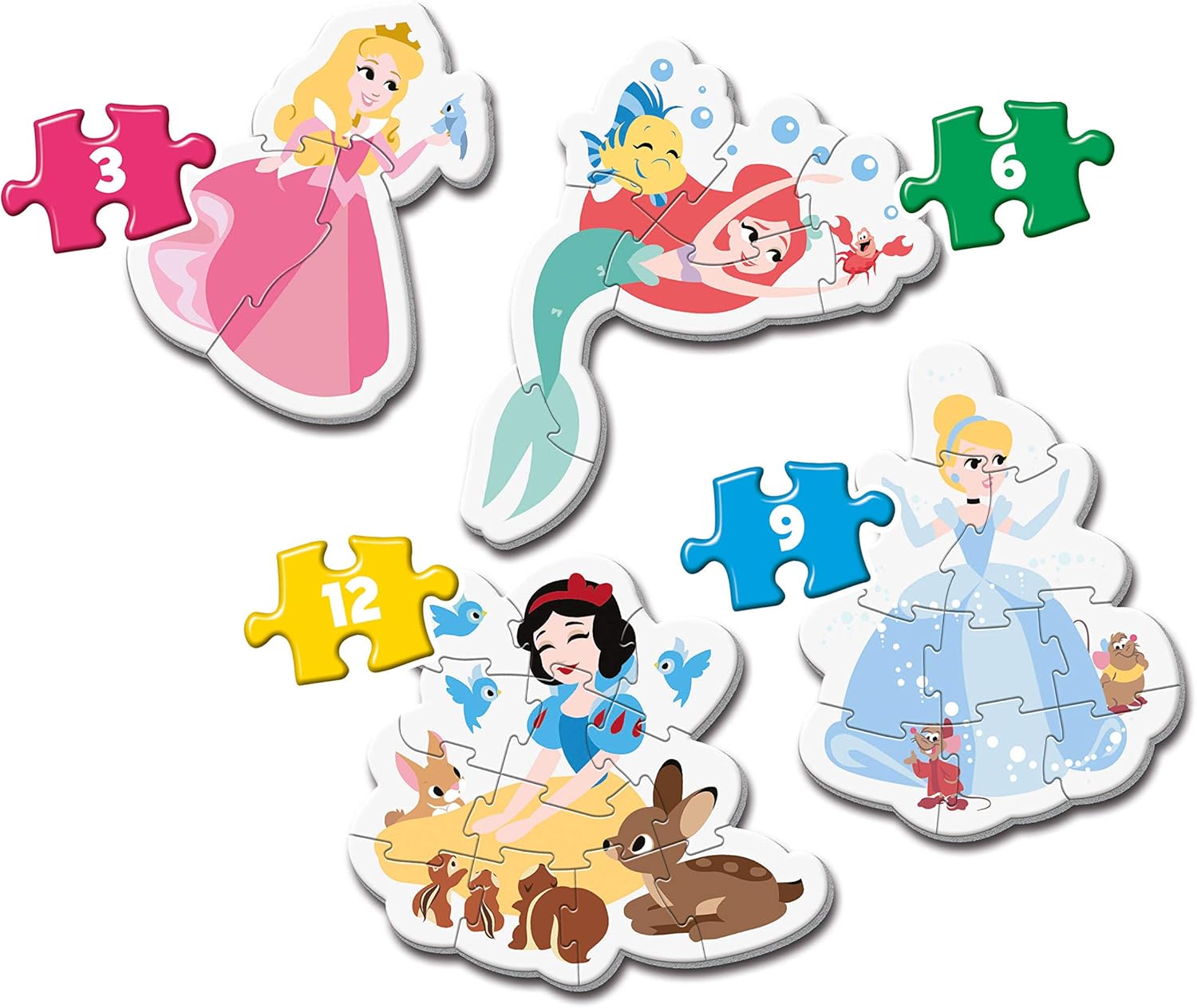 PUZZLE DISNEY PRINCESAS 4 PUZZLES CLEMENTONI