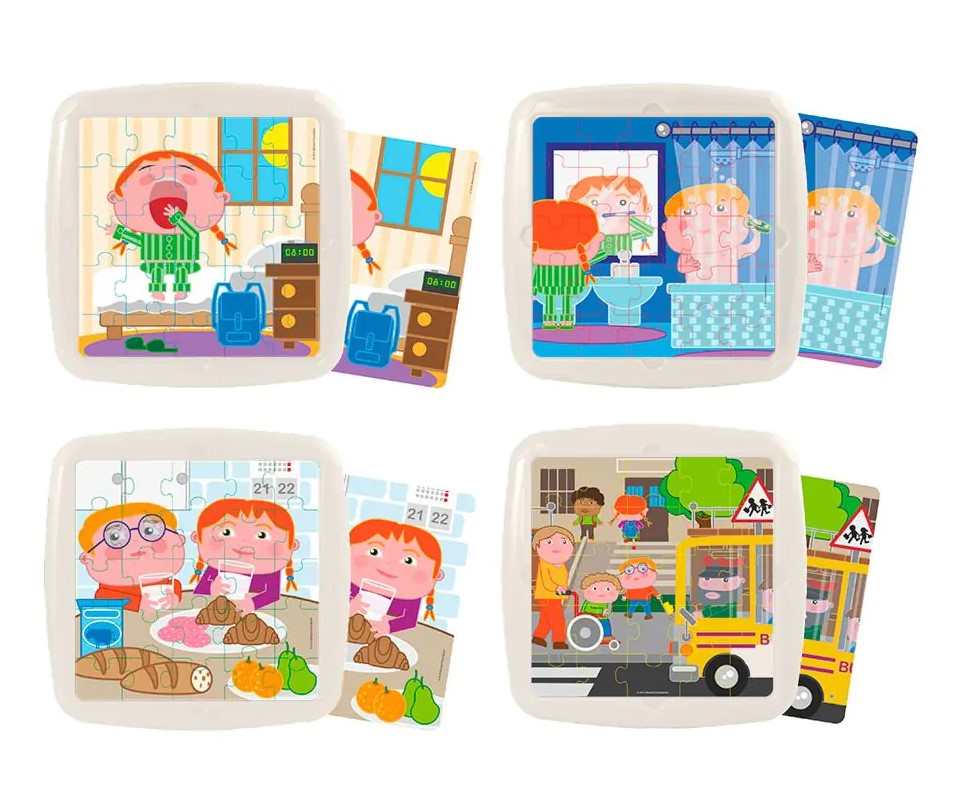 PUZZLE MAXI PLASTICO SET 4 PUZZLES HABITOS DIARIOS DE LOS NIÑOS MINILAND 30206