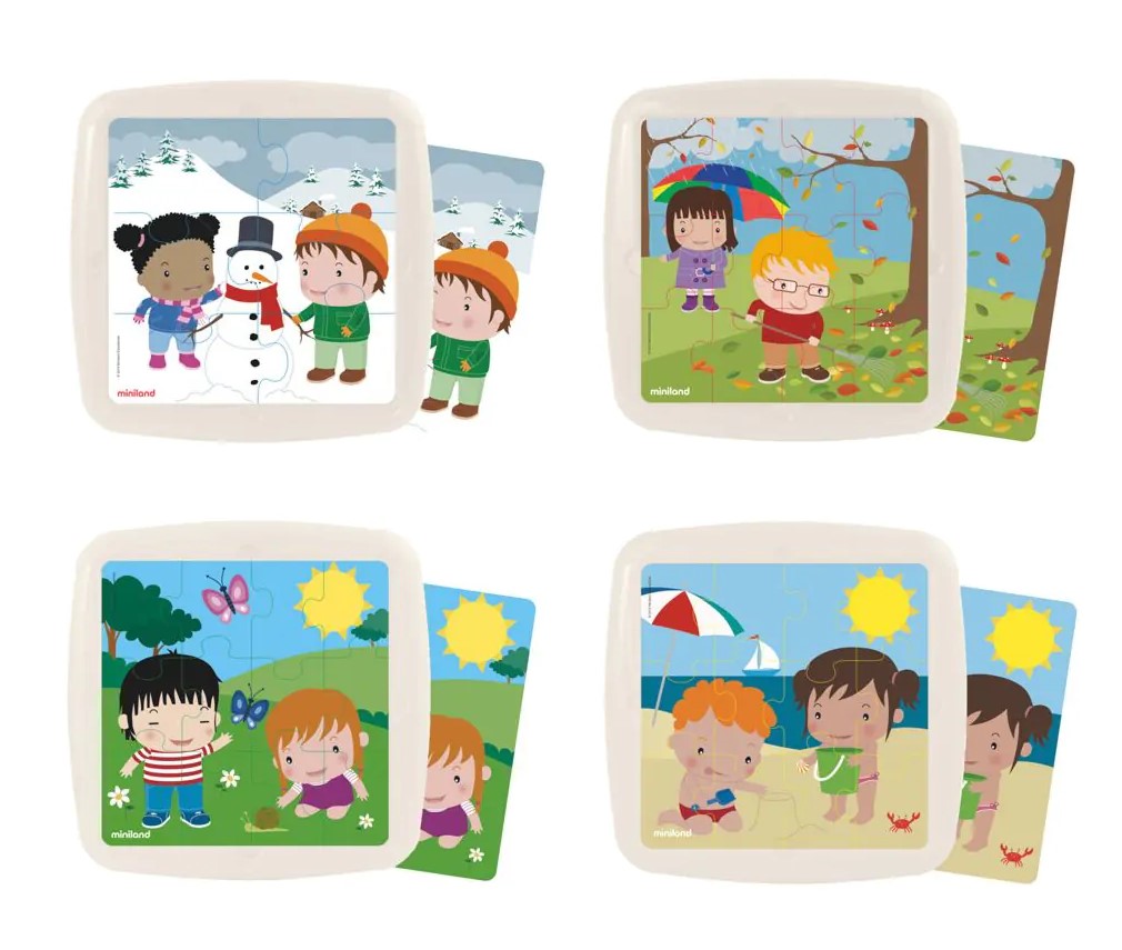 PUZZLE MAXI PLASTICO SET 4 PUZZLES LAS ESTACIONES 21X21CM MINILAND