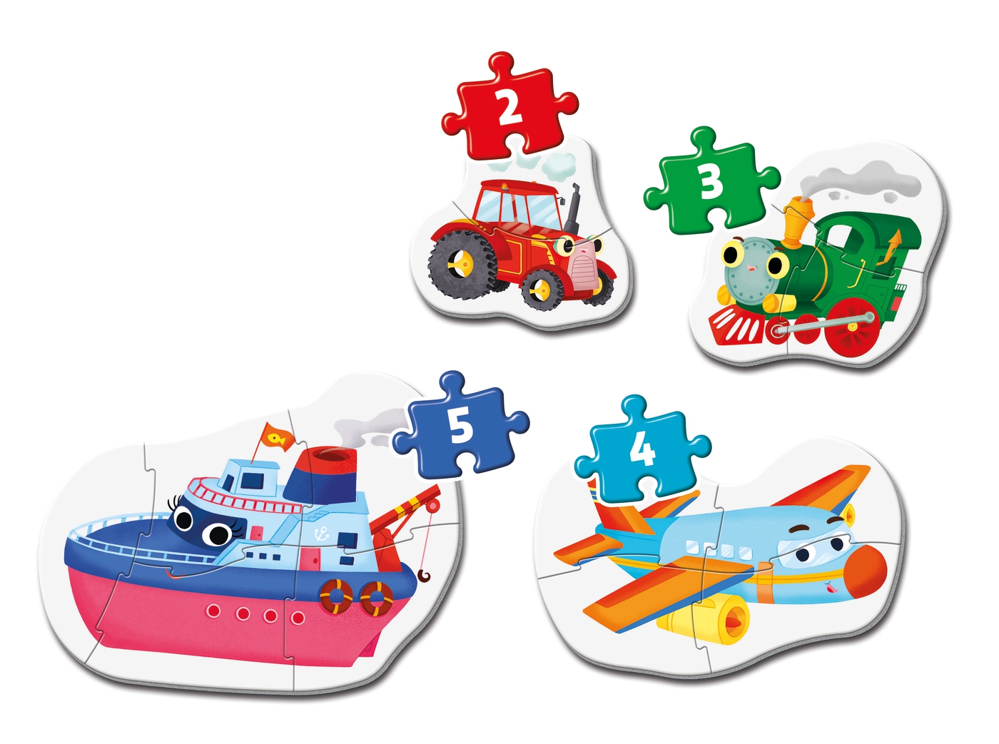 PUZZLE VEHICULOS DE TRANSPORTE  4 PUZZLES CLEMENTONI REF: 20811