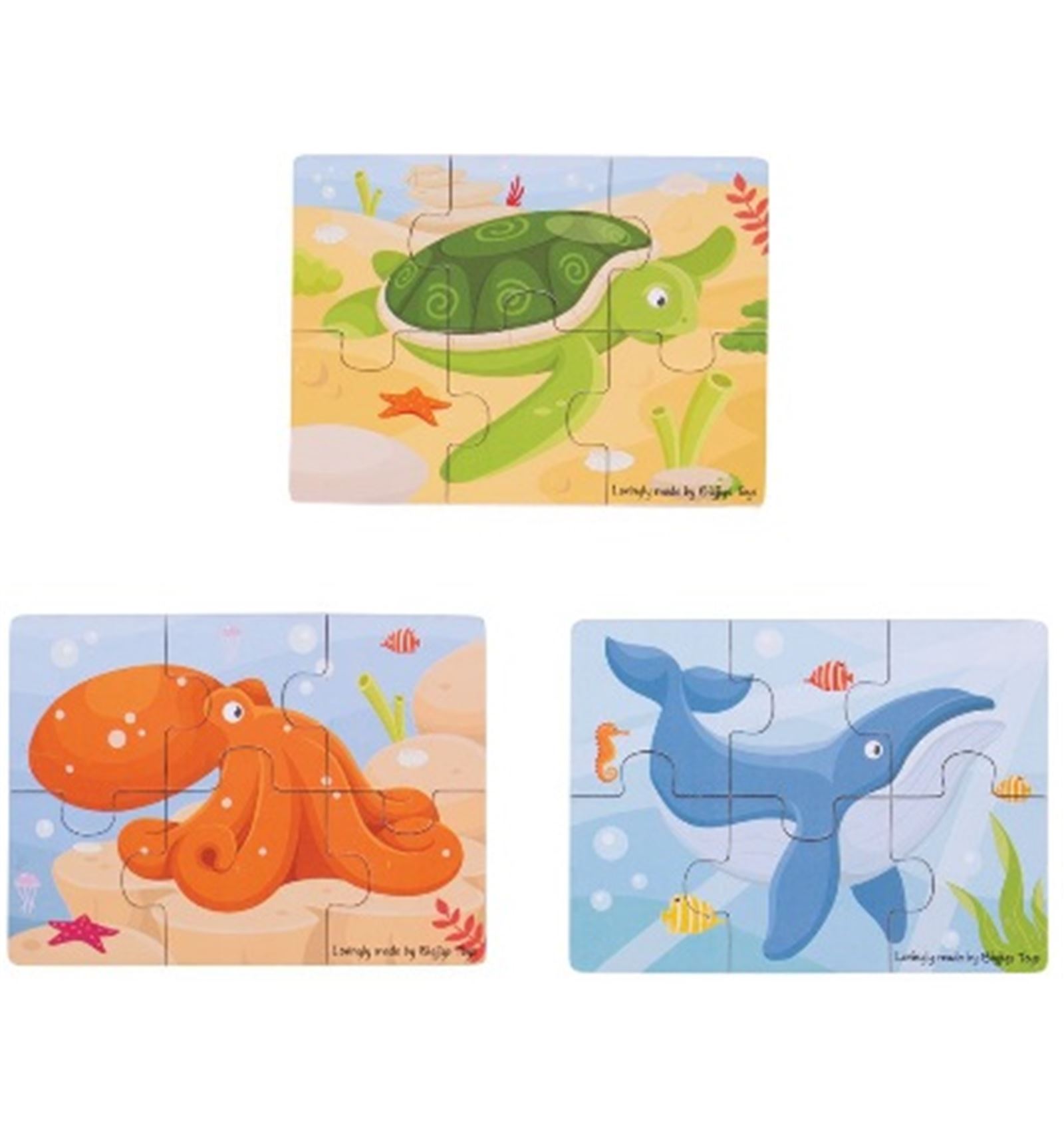 PUZZLES CREATIVOS MADERA "ANIMALES MARINOS" *** PACK DE 3***  ***15X11CM***