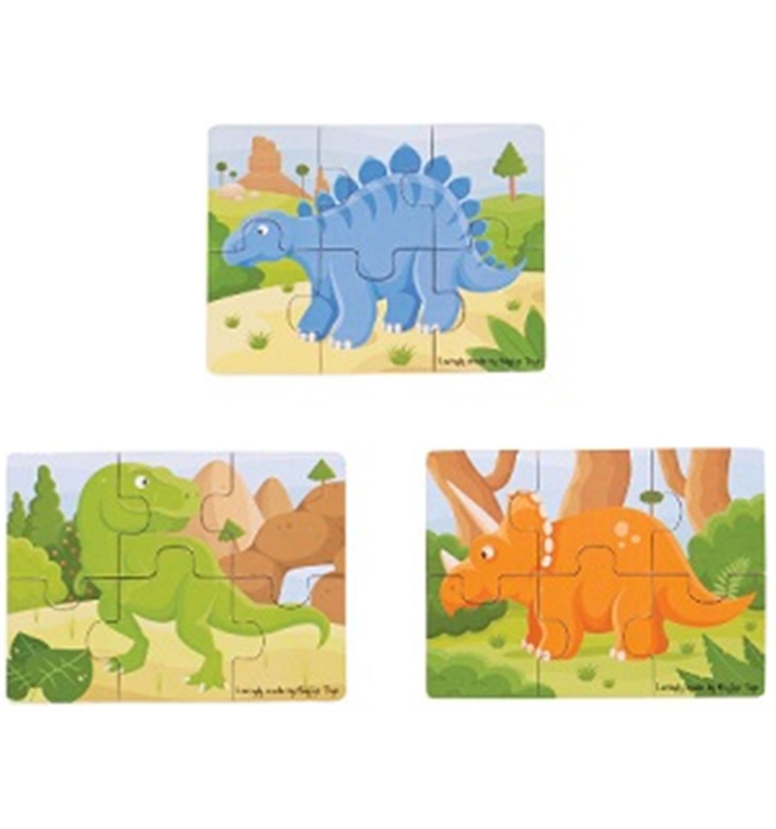 PUZZLES CREATIVOS MADERA "DINOSAURIOS" *** PACK DE 3***  ***15X11CM***