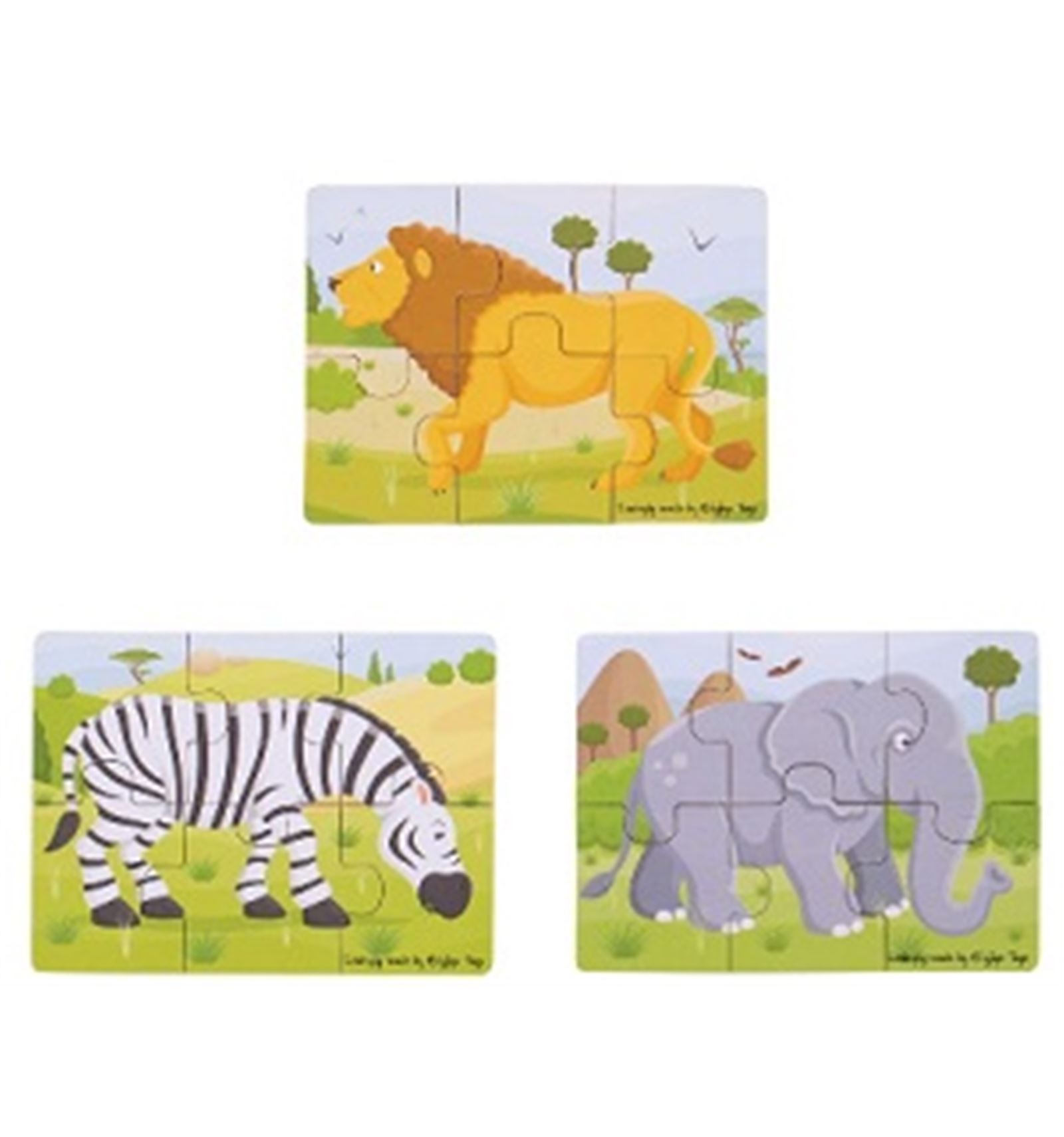 PUZZLES CREATIVOS MADERA "SAFARI" *** PACK DE 3***  ***15X11CM***