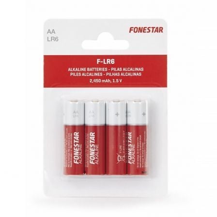 Pack de 4 Pilas AA Fonestar LR6/ 1.5V/ Alcalinas