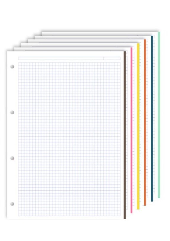 RECAMBIO  A4 120 HOJAS CINCO COLORES 5X5 PAPEL DE 90 GRAMOS + 4 TALADROS