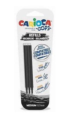 ***RECAMBIOS 3 UNIDADES*** DE BOLIGRAFO BORRABLE RETRACTIL CARIOCA OOPS ***NEGRO***