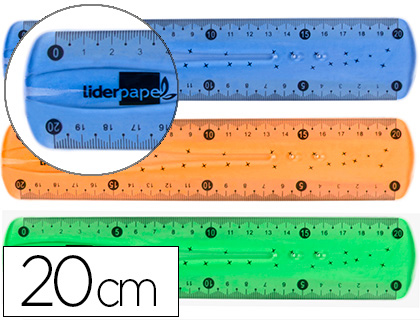 REGLA FLEXIBLE PLASTICO ***20CM FLEXIBLE*** LIDERPAPEL REF: 10434