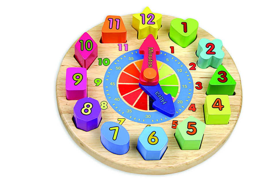 RELOJ ENCAJES INFANTIL APRENDE LAS HORAS Y LOS NUMEROS, COLORES Y FORMAS DE 22X4CM REF: TK15126