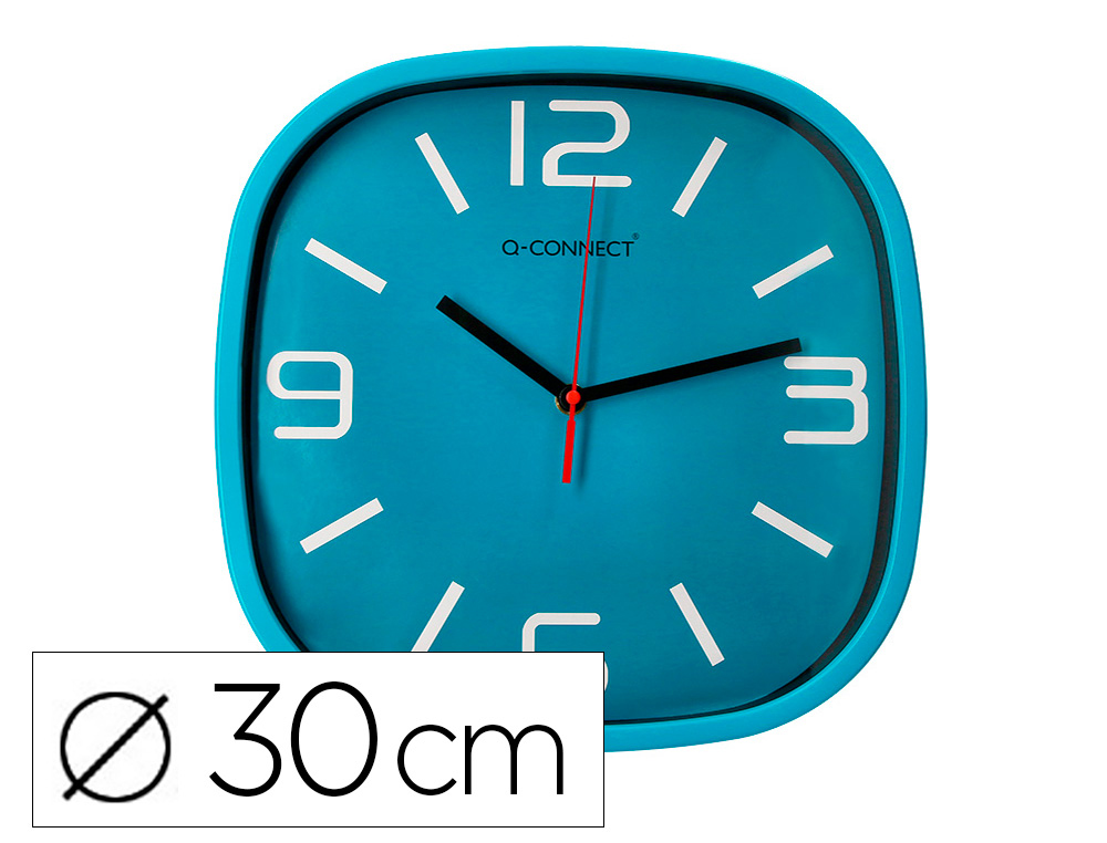 RELOJ PARED Q-CONNECT DE 30CM DE DIAMETRO EN COLOR AZUL