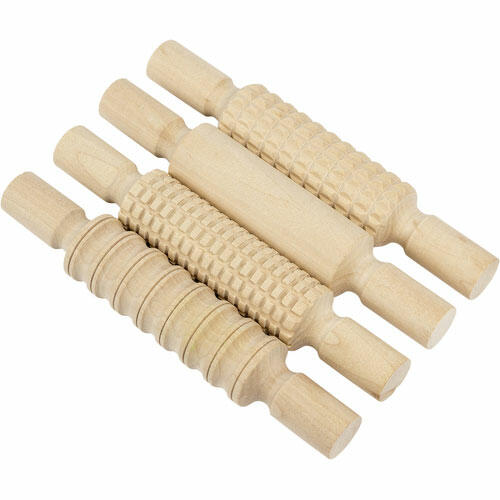 RODILLOS DE MADERA TEXTURAS PACK 4 UNIDADES