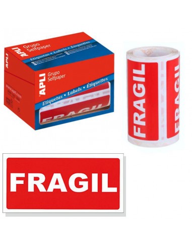 ROLLO ETIQUETAS ***FRAGIL*** 200 UNIDADES DE 50X100MM APLI REF: 0296