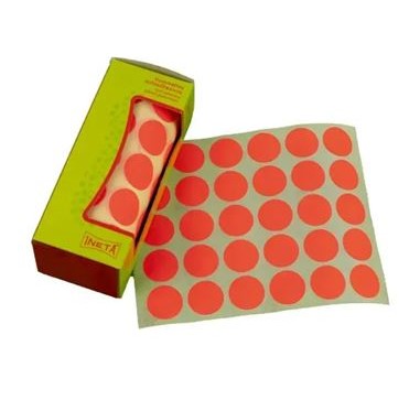 ROLLO GOMETS CIRCULOS 21MM *** FLUORESCENTE ROJO***