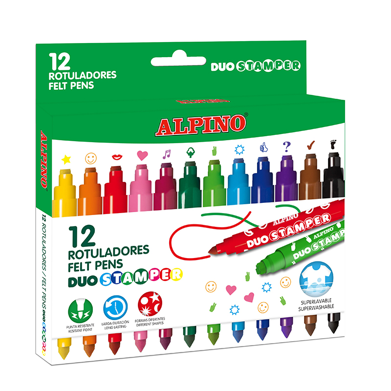 ROTULADOR ALPINO ****ESTAMPACIONES STAMPER**** 12 ROTULADORES DOBLE PUNTA REF: AR000059