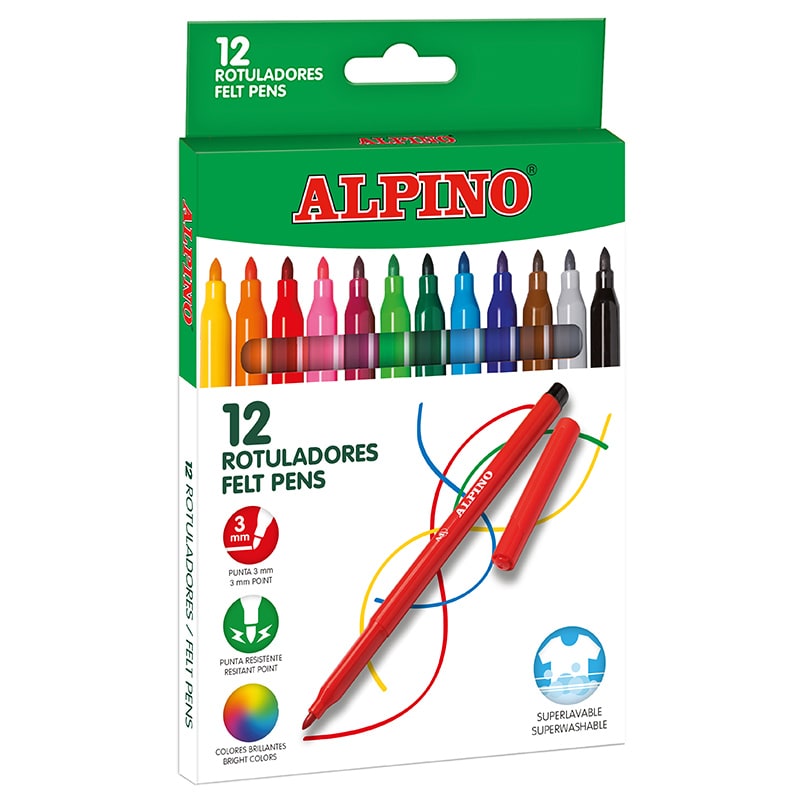 ROTULADOR ALPINO STANDAR 12 COLORES REF: AR001002