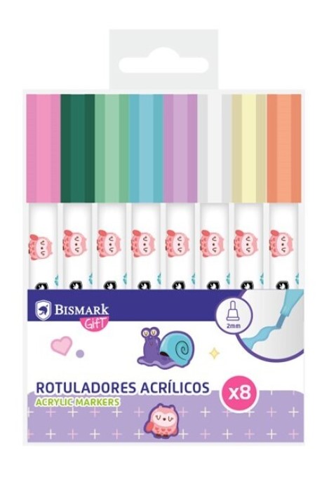 ROTULADOR ESCOLAR ACRILICO *** 8 COLORES PASTEL ***