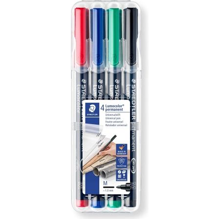 ROTULADOR LUMOCOLOR STAEDTLER 317WP4 ESTUCHE 4 COLORES