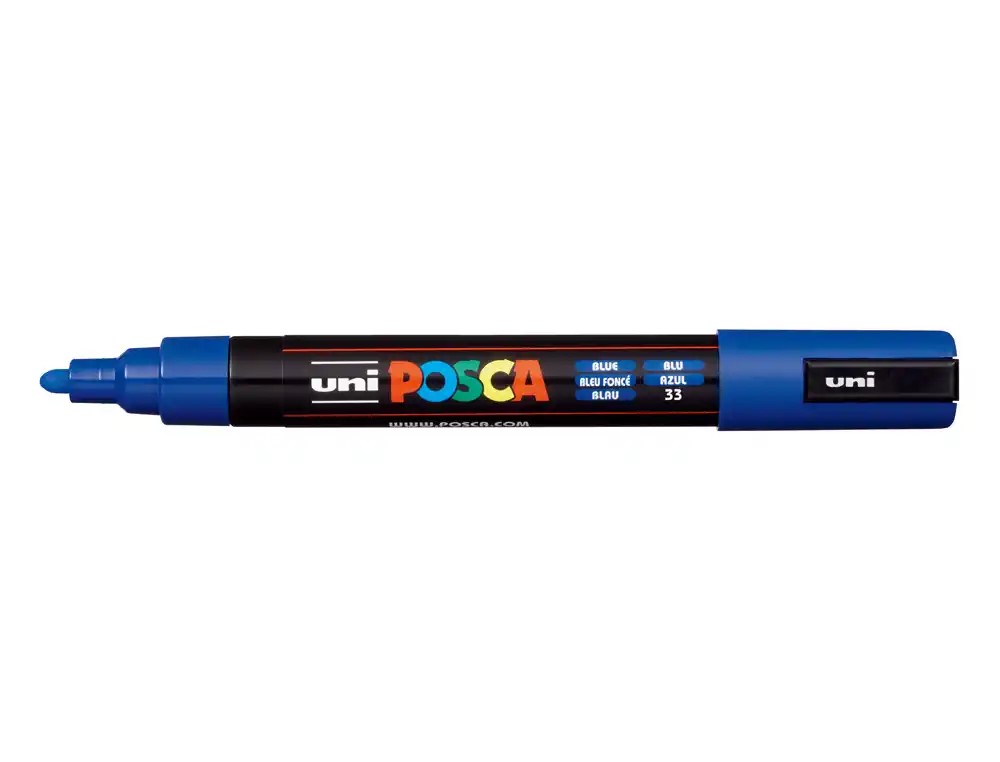 ROTULADOR MARCADOR UNI-POSCA **AZUL OSCURO** PUNTA DE 1.6 A 2.5MM TINTA A BASE DE AGUA NO TOXICA