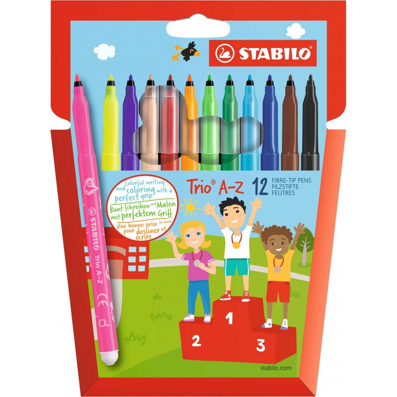 ROTULADOR TRIANGULAR STABILO TRIO A-Z CAJA 12 COLORES REF: 378/1-12-01