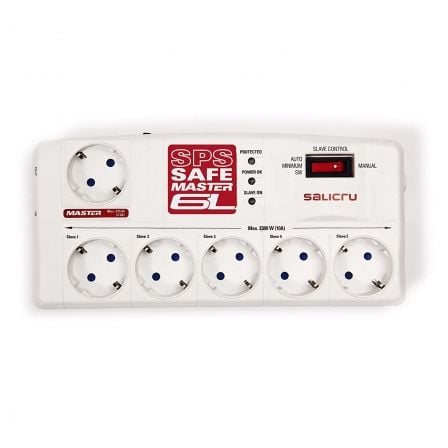 Regleta con interruptor Salicru SAFE MASTER/ 5 Tomas de corriente/ 1 Master/ 2 USB/ Cable 1.8m/ Blan