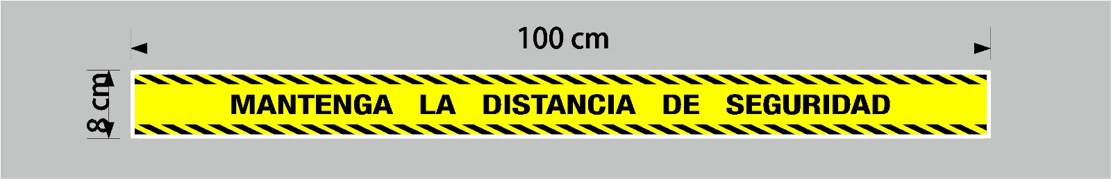 SEÑAL ADHESIVASUELO DISTANCIA DE SEGURIDAD DE 100CM M X 8CM