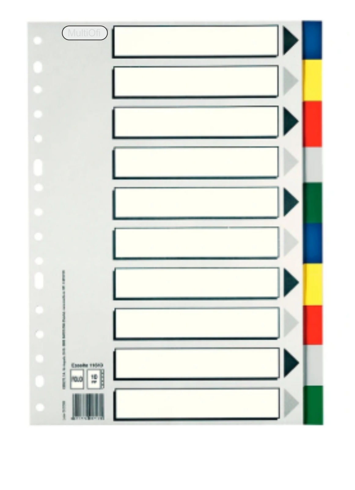 SEPARADOR INDICE FOLIO DE 10 POSICIONES POLIPROPILENO REF: 323647