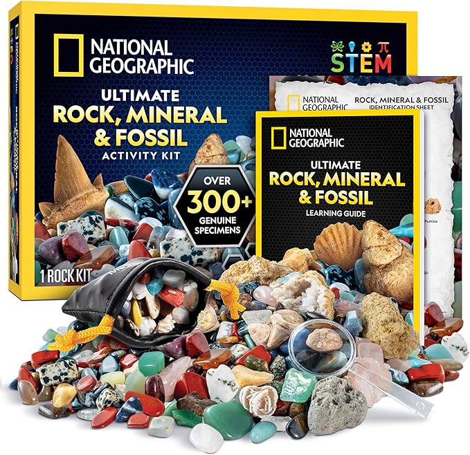 SET DE MINERALES, ROCAS Y FOSILES CON 300 PIECAS AUTENTICAS NATIONAL GEOGRAPHIC