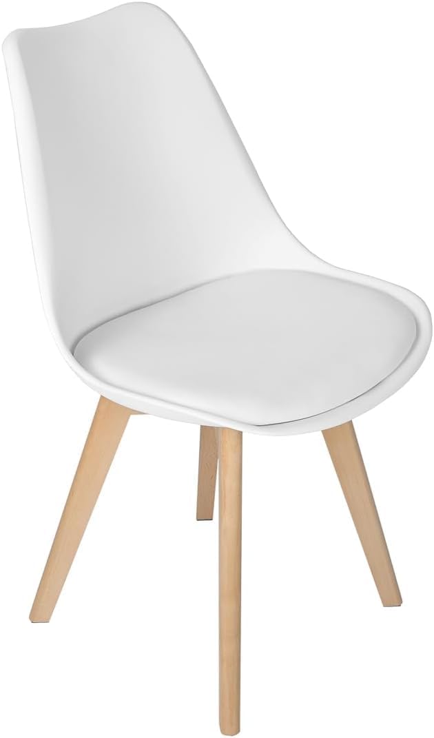 SILLA CARCASA POLIPROPILENO + ASIENTO ACOLCHADO + PATAS EN MADERA ***COLOR BLANCO***