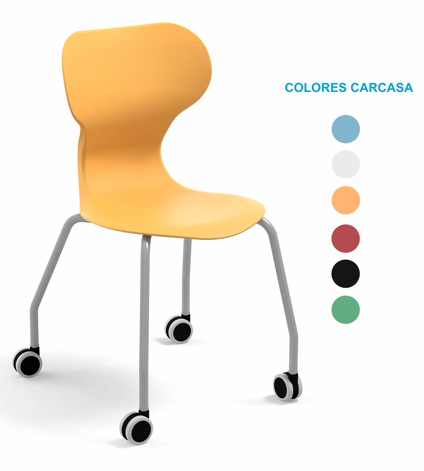 SILLA MIA CASTORS DE PLASTICO Y ESTRUCTURA METALICA CON RUEDAS 1029-6/96/17