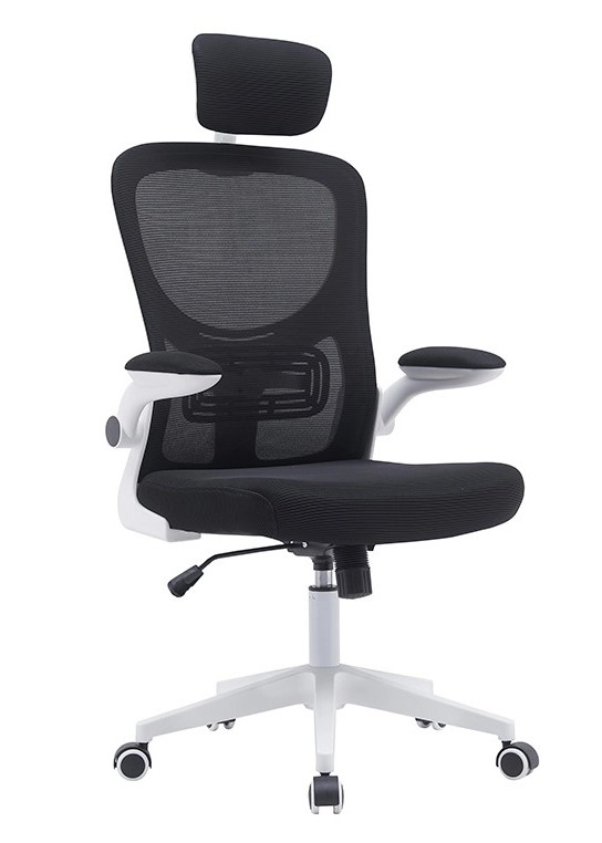 SILLON ERGONOMICO CON REPOSACABEZAS Y BRAZOS ***COLOR ESTRUCTURA BLANCA*** Y TAPIZADO NEGRO