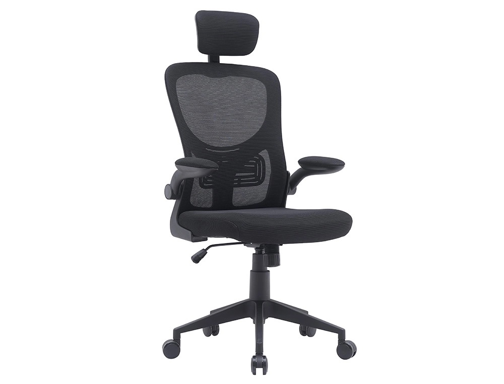 SILLON ERGONOMICO CON REPOSACABEZAS Y BRAZOS COLOR NEGRO