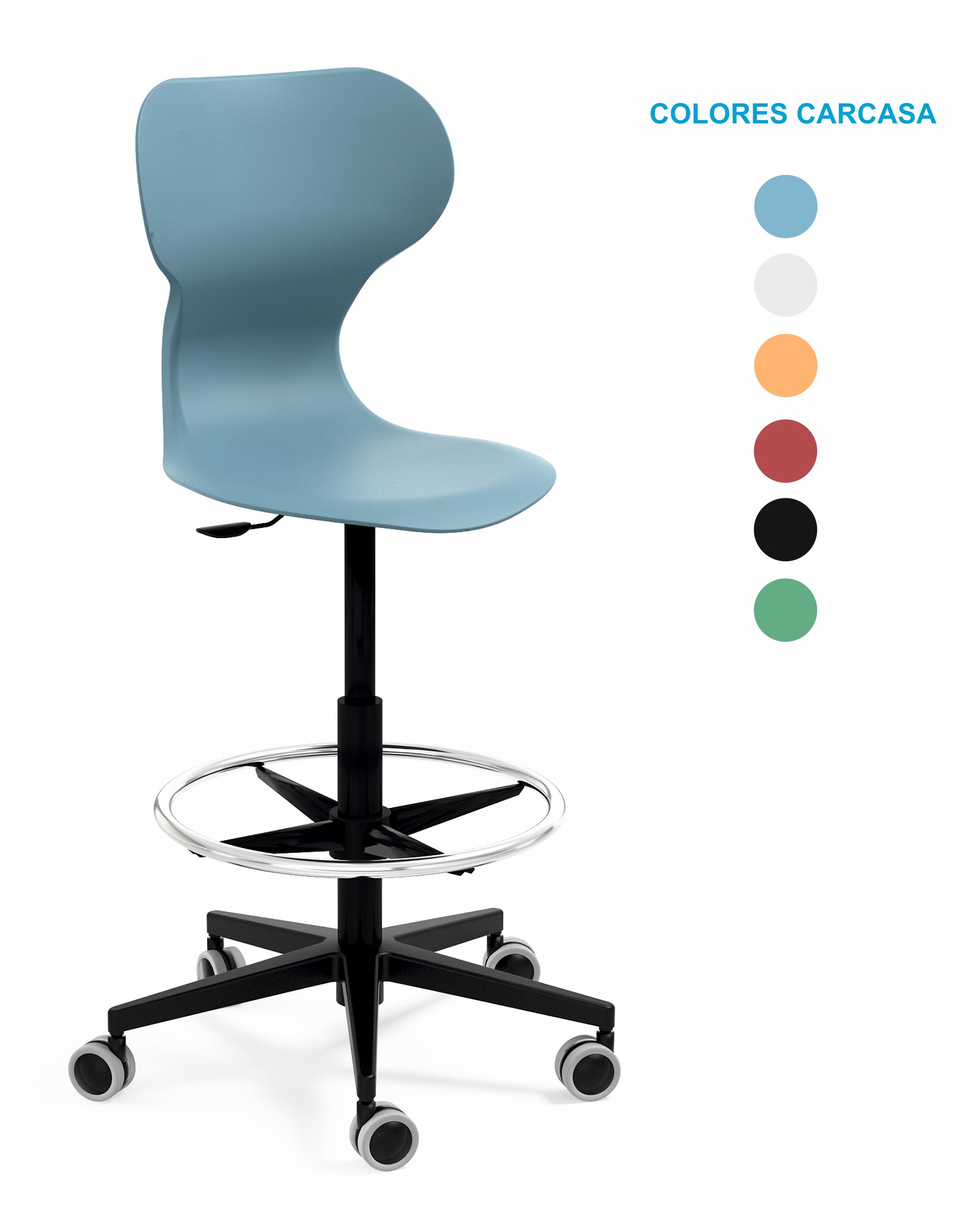 TABURETE MIA STOOL ALTURA ASIENTO 58-83CM CON RUEDAS REF: 1030