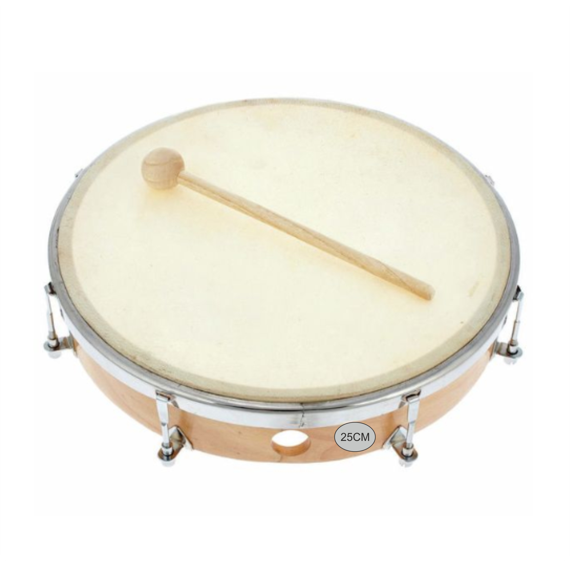 TAMBORIL DE PIEL NATURAL DE MADERA ***25CM***