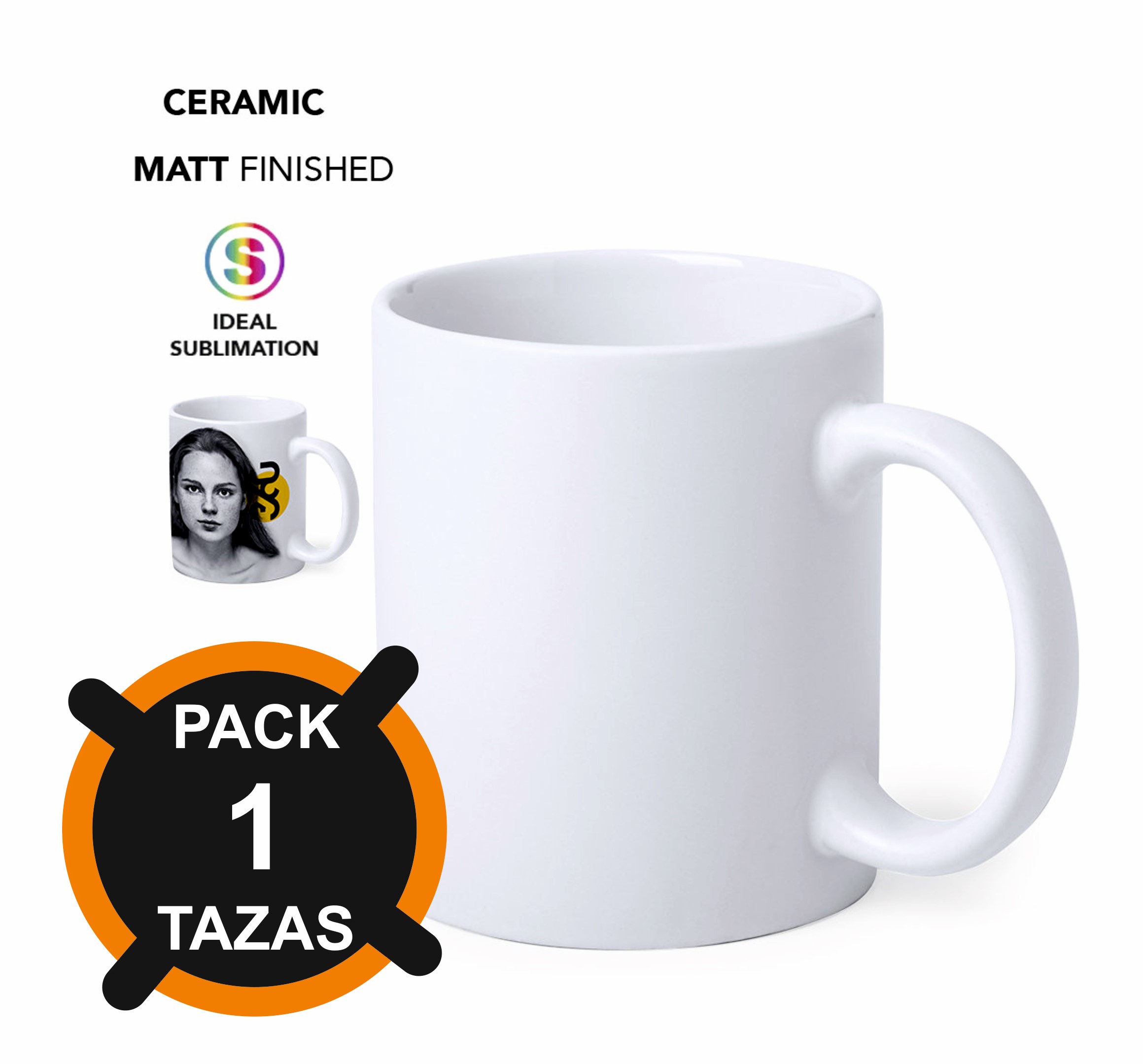 TAZA ESPECIAL SUBLIMACION BLANCA 350ML ***PACK DE 1 UNIDAD***