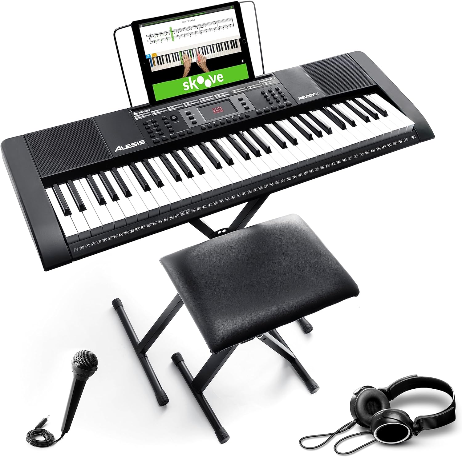 TECLADO CON ALTAVOCES ALESIS MELODY 61 / MICROFONO / ATRIL / AURICULARES